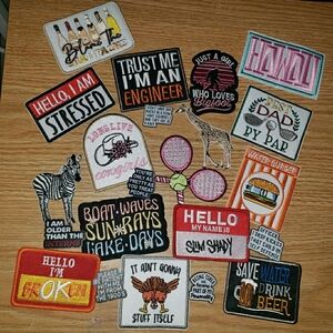 22 Iron-On Patches Acrylic Metal Brooches